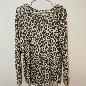 Grayson Threads Leopard Print Long Sleeve Top Women’s Size L